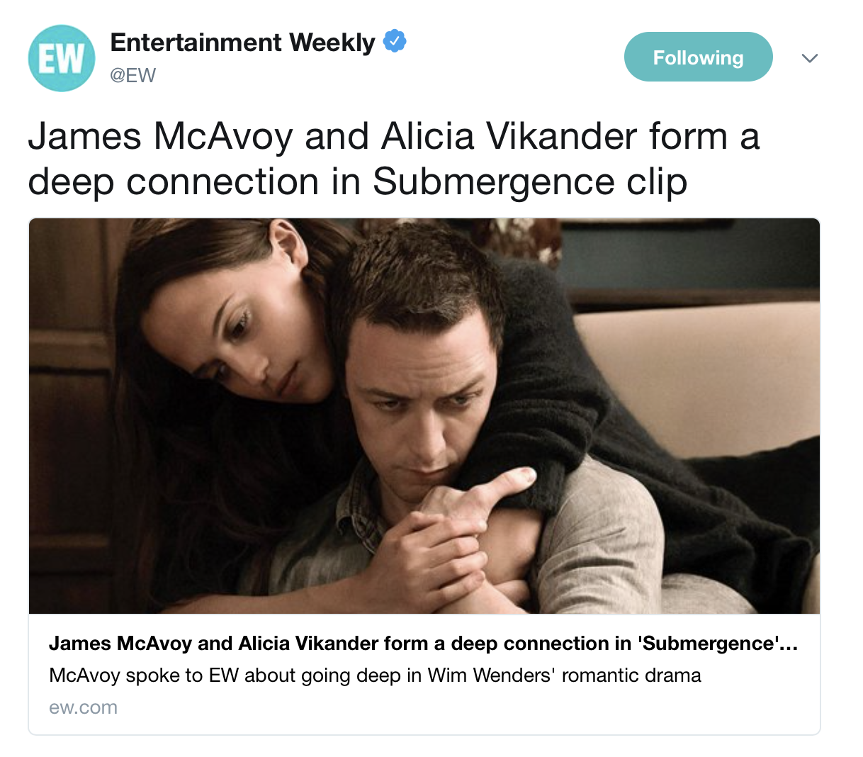 EW talks SUBMERGENCE with James McAvoy