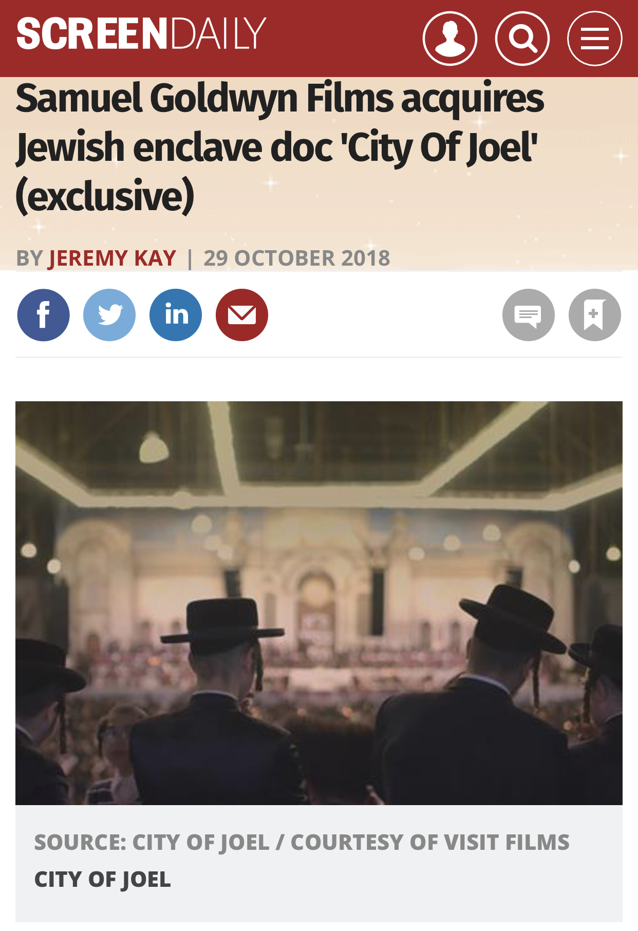 Samuel Goldwyn Films acquires Jewish enclave doc 'City Of Joel' (exclusive)